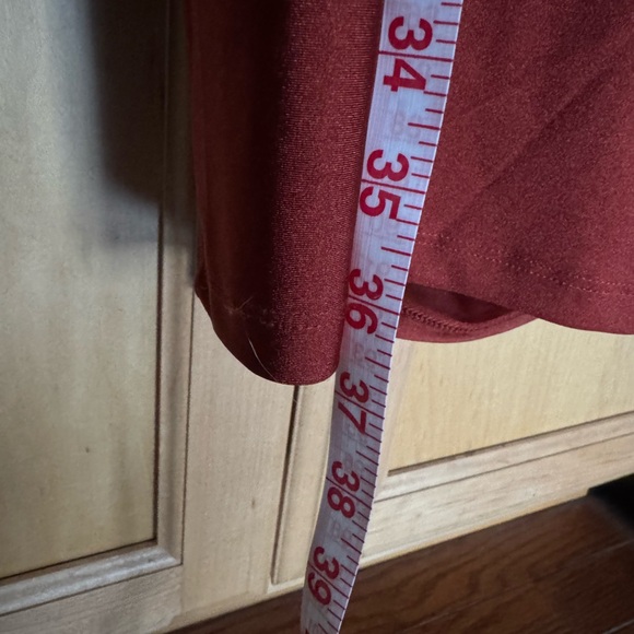 Windsor Burnt Orange Asymmetrical Ruched Side Slit Dress - Picture 8 of 9